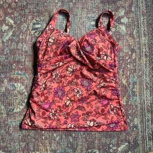 Lands End Women’s 10 Chlorine Resistant Floral Pink and Purple Tankini Swimsuit